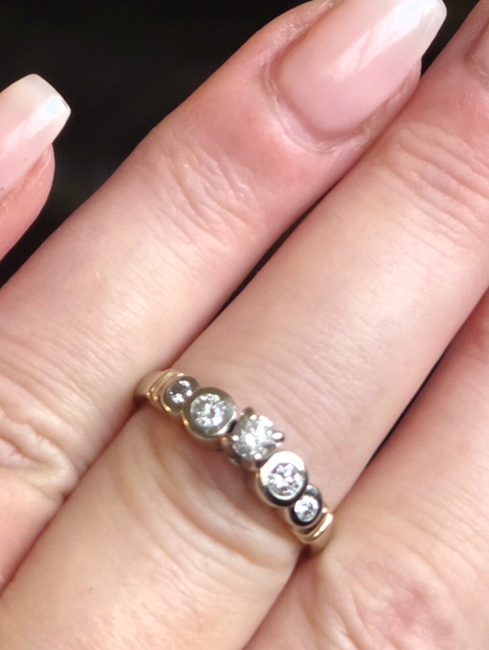 14k Engagement Ring - By LIBCO - Size 7.5 - 5 Diamonds 🩵 Wedding Promise